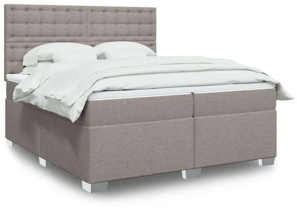 Κρεβάτι Boxspring με Στρώμα Taupe 200x200 εκ. Υφασμάτινο - Μπεζ-Γκρι