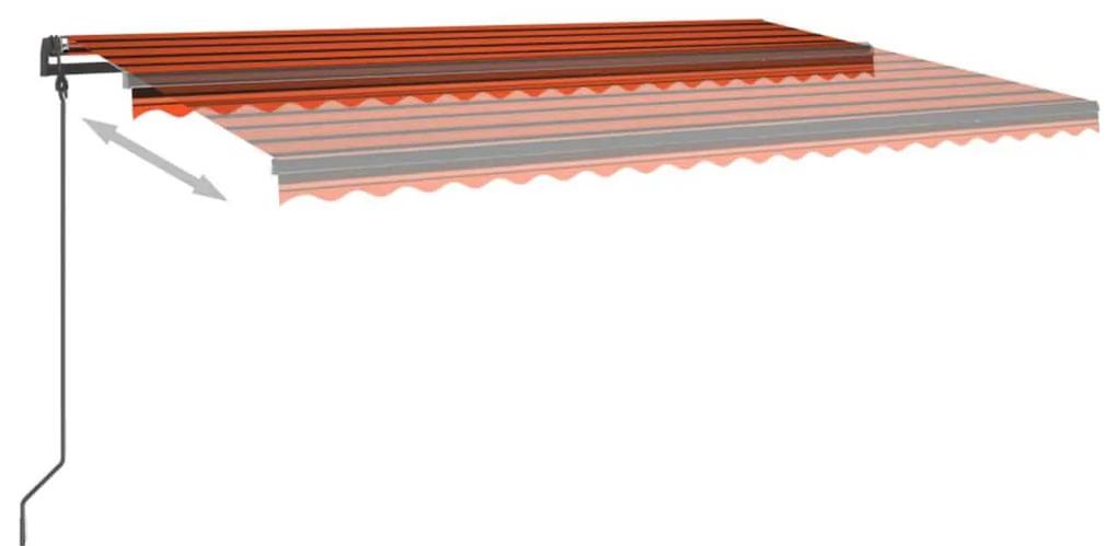 vidaXL Τέντα Αυτόματη με LED&Αισθητ. Ανέμου Πορτοκαλί / Καφέ 5 x 3 μ.