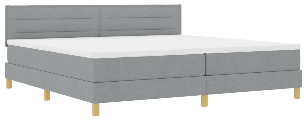 vidaXL Box Spring Bed με Στρώμα Ανοιχτό Γκρι 200x200 cm Ύφασμα
