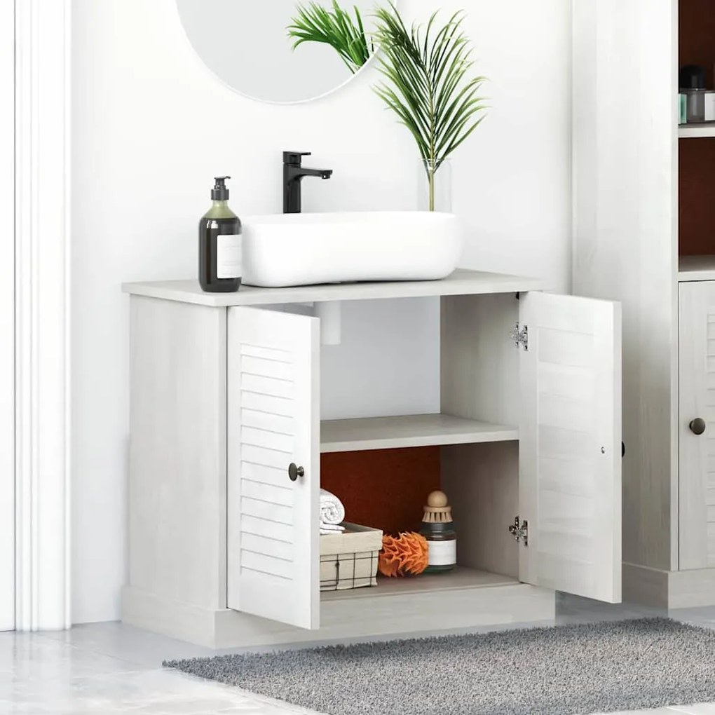 vidaXL Νιπτήρας VIGO Λευκό αντικέ 67.5 x 34 x 59 εκ Μασίφ ξύλο πεύκου