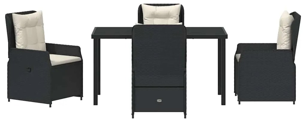 vidaXL Σέτ φαγητού για κήπο 5 pcs Μαύρο συνθετικό ρατάν