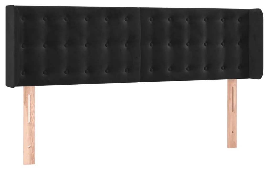 vidaXL Κεφαλάρι Κρεβατιού LED Μαύρο 147x16x78/88 εκ. Βελούδινο