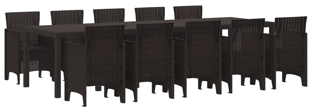 vidaXL 11 κομμάτι σετ τραπεζαρίας κήπου καφέ πολυ-ρατάν
