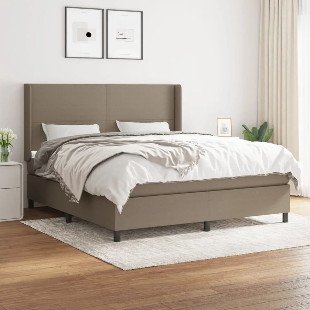 Κρεβάτι Boxspring με Στρώμα Taupe 180x200 εκ. Υφασμάτινο