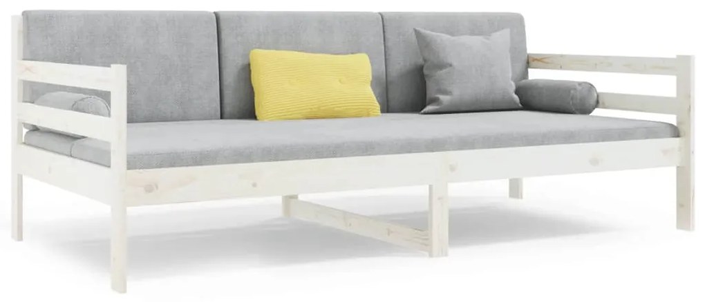 vidaXL Καναπές Κρεβάτι Χωρίς Στρώμα Λευκό 90x190 εκ. Μασίφ Ξύλο Πεύκου