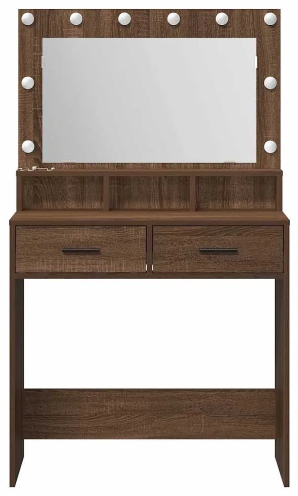 vidaXL Κομοδίνο με ράφι Καφέ δρυς 79 x 41 x 135 cm Επεξεργασμένο ξύλο