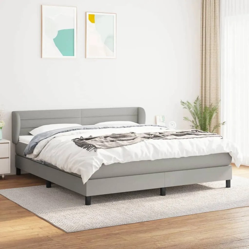 ΚΡΕΒΑΤΙ BOXSPRING ΜΕ ΣΤΡΩΜΑ ΑΝΟΙΧΤΟ ΓΚΡΙ 180X200 ΕΚ. ΥΦΑΣΜΑΤΙΝΟ 3126341