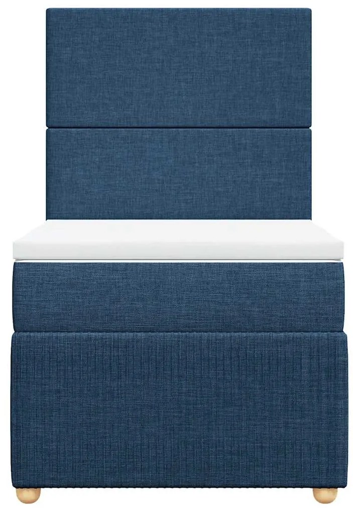 vidaXL Κρεβάτι Boxspring με Στρώμα Μπλε 90x190 εκ.Υφασμάτινο