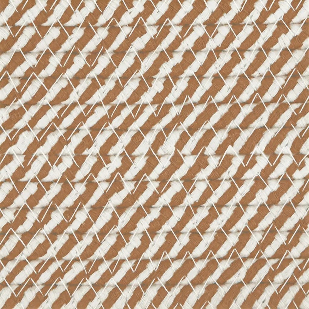 vidaXL Καλάθι Αποθήκευσης Καφέ και Λευκό Ø43 x 38 εκ. Βαμβακερό