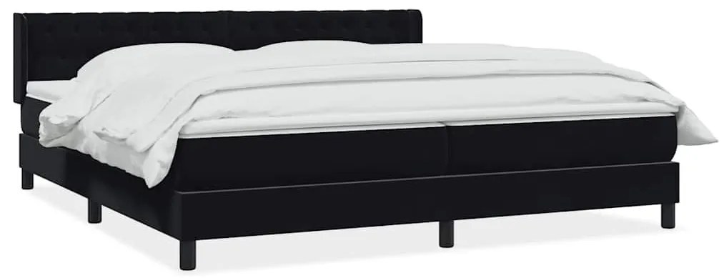 Κρεβάτι Boxspring με Στρώμα Μαύρο 180x210 εκ. Βελούδινο - Μαύρο