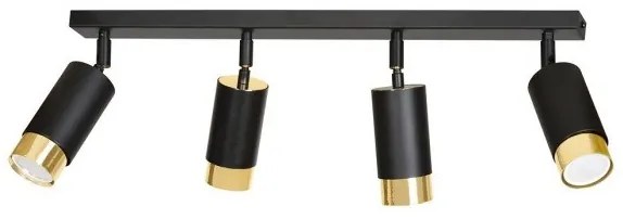 Σποτ Φωτιστικό Οροφής 4xGu10 Ατσάλι HIRO Made in Poland Emibig-965/4-Μαύρο-Χρυσό 965/4