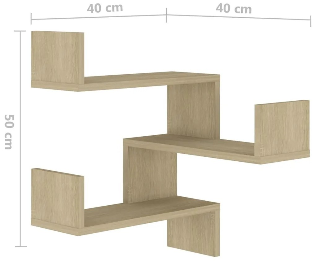 Γωνιακή Ραφιέρα Τοίχου Sonoma Δρυς 40x40x50 εκ. από Επεξ. Ξύλο - Καφέ