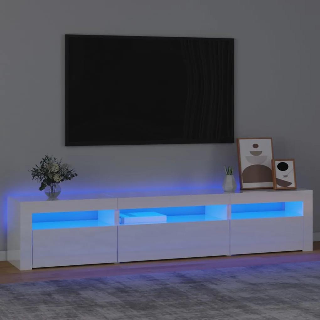 vidaXL Έπιπλο Τηλεόρασης με LED Γυαλιστερό Λευκό 195x35x40 εκ.