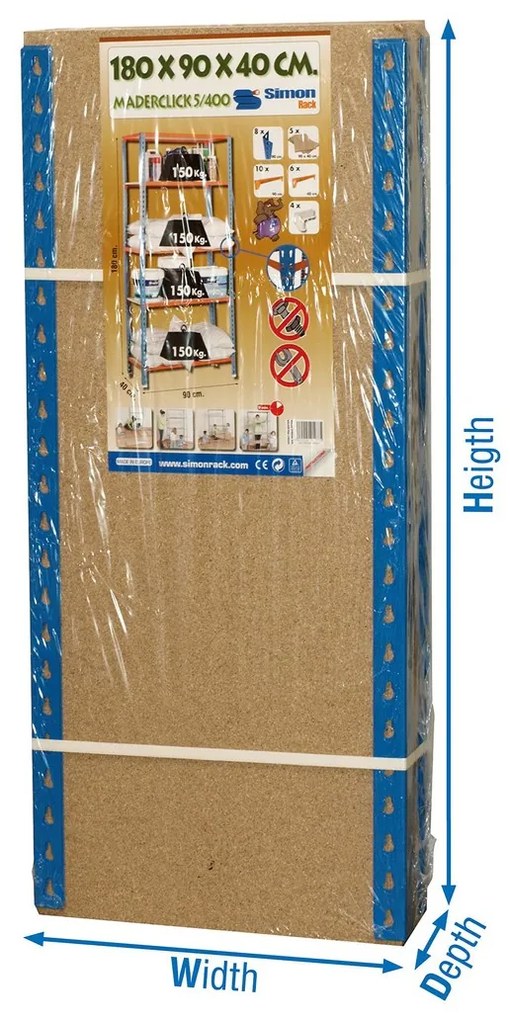 Ράφια Simon Rack Maderclick 5/400 750 kg Μέταλλο Ξύλο 5 Ράφια τσιπ - ματ (180 x 90 x 40 cm)