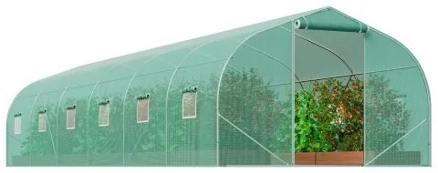 VEVOR Walk-in Tunnel Greenhouse 29.53x9.84x6.6ft Galvanized Frame PE Cover Green