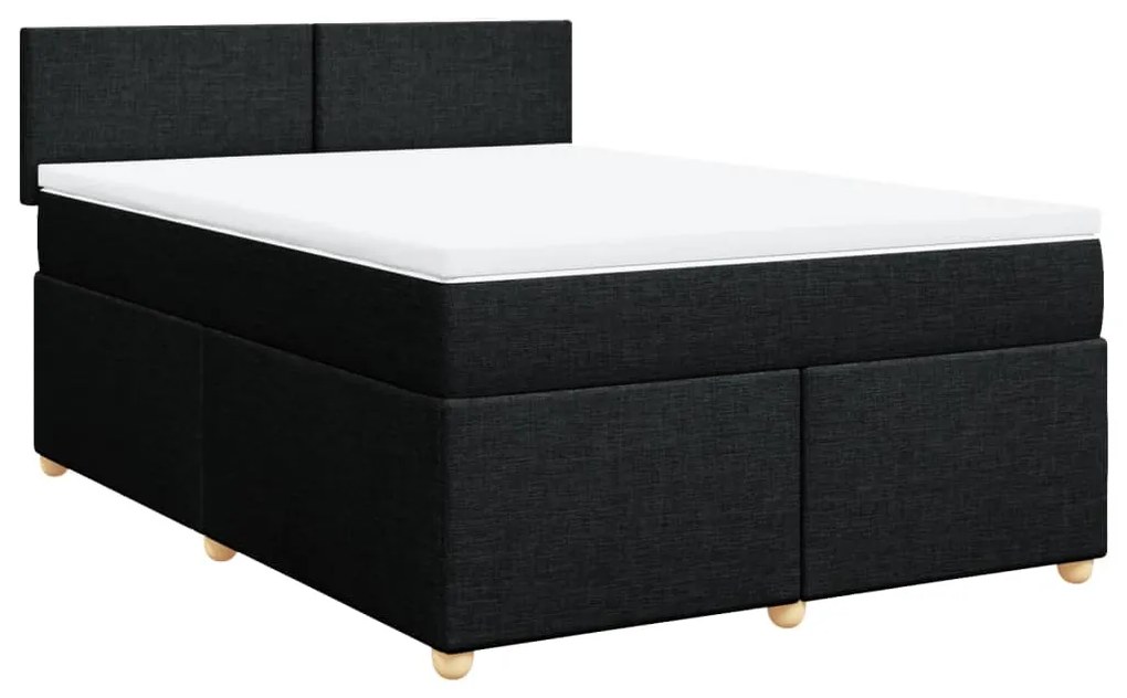 vidaXL Κρεβάτι Boxspring με Στρώμα Μαύρο 160x200 εκ. Υφασμάτινο