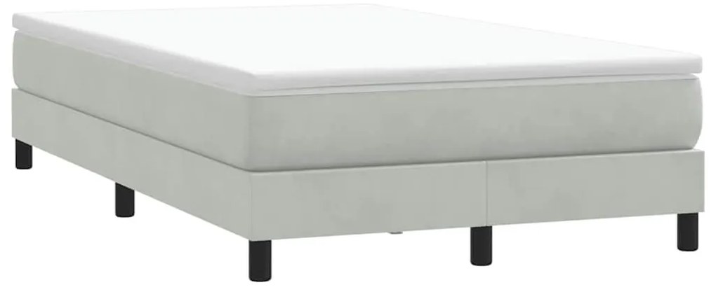 vidaXL Κρεβάτι Boxspring με Στρώμα Ανοιχτό Γκρι 120x220 εκ. Βελούδινο