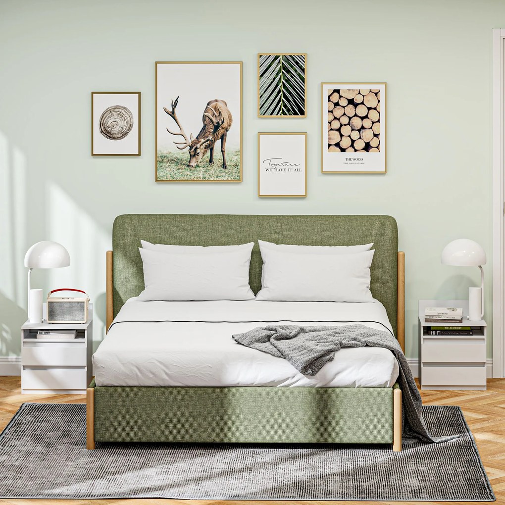 HOMCOM Κομοδίνο σετ 2 τεμαχίων με συρτάρια και ράφι, μοντέρνο βοηθητικό τραπέζι, για υπνοδωμάτιο, λευκό