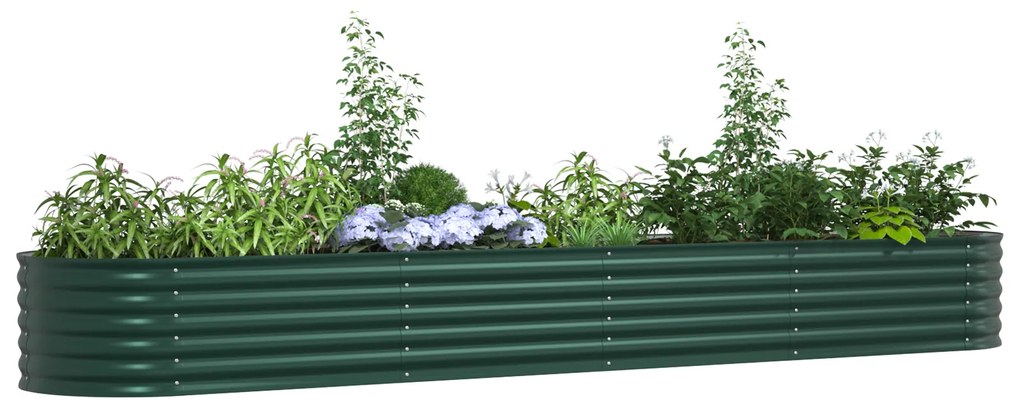 vidaXL Υψωμένο Κρεβάτι Κήπου Πράσινο 400x80x44 εκ. από Γαλβανισμένο Χάλυβα