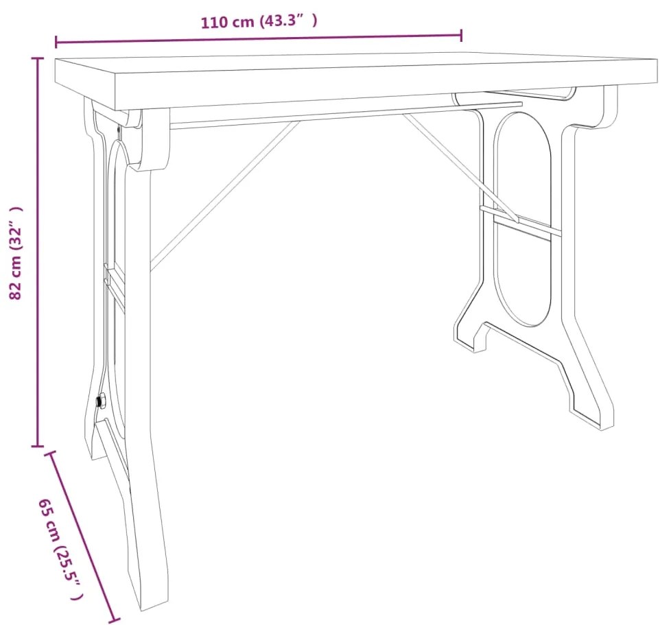 vidaXL Τραπεζαρία 110 x 65 x 82 εκ. από Μασίφ Ξύλο Ελάτης και Σίδερο