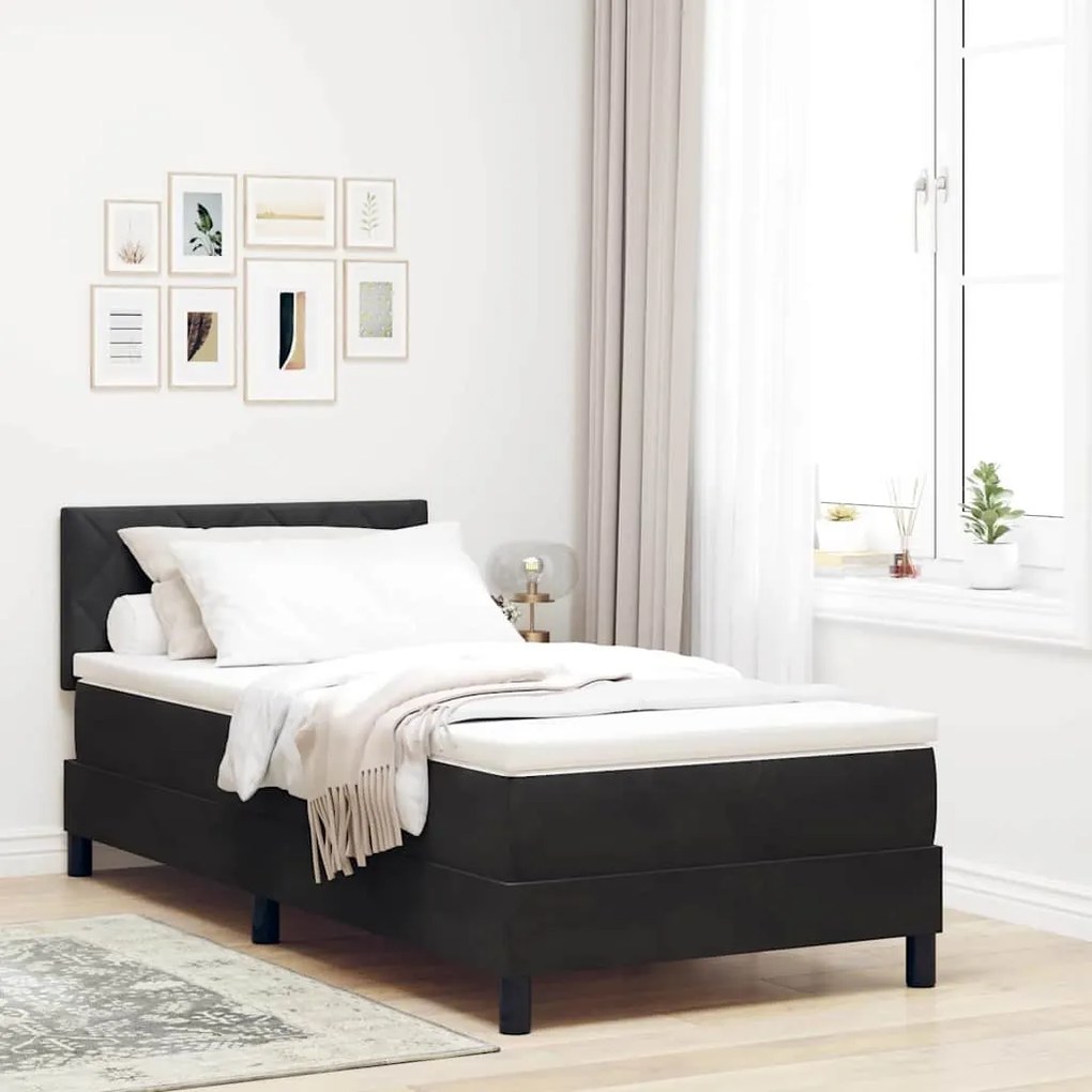 vidaXL Κρεβάτι Box Spring με Στρώμα Μαύρο 100x200 εκ Βελούδο