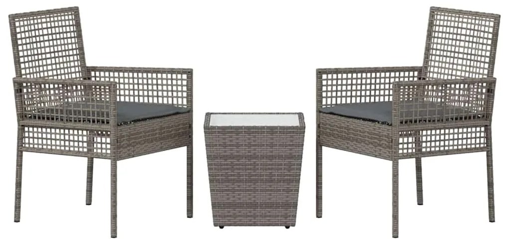 vidaXL Σετ Μπιστρό Κήπου 3 pcs Γκρι συνθετικό ρατάν