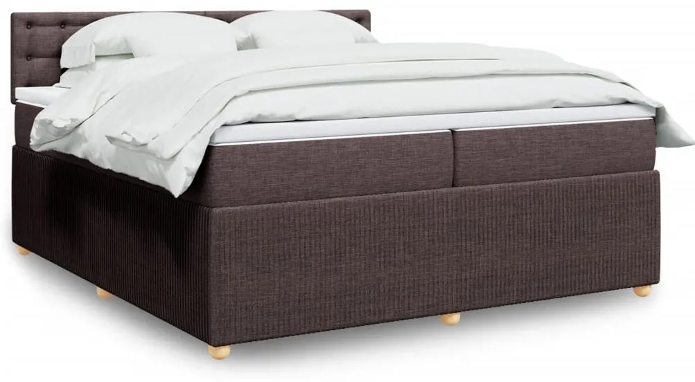 vidaXL Κρεβάτι Boxspring με Στρώμα Σκούρο Καφέ 200x200 εκ. Υφασμάτινο