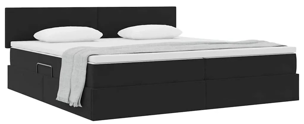 vidaXL Κρεβάτι Αποθήκης με στρώμα Μαύρο 200 x 200 cm Βελούδο