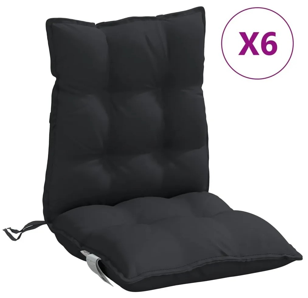 Μαξιλάρια Καρέκλας Χαμηλή Πλάτη 6 τεμ. Μαύρο Ύφασμα Oxford - Μαύρο