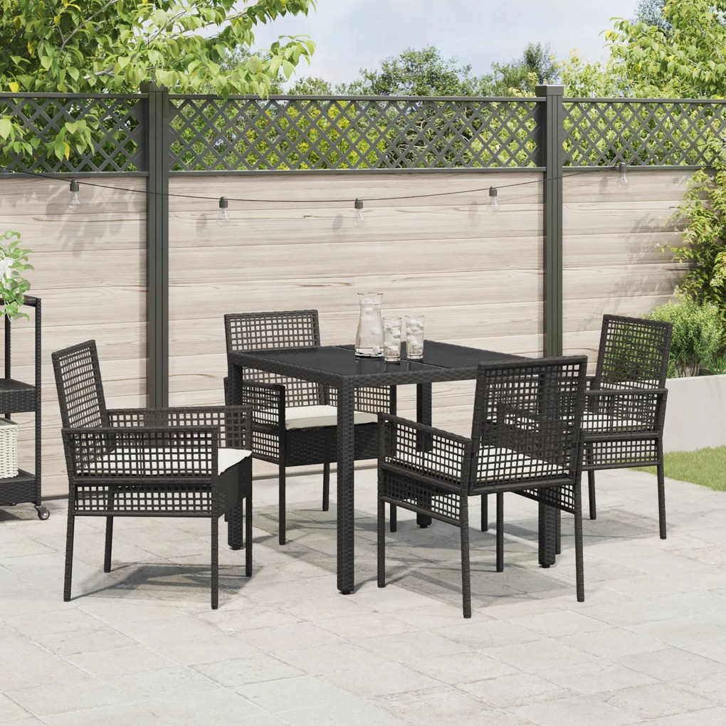 vidaXL Σέτ φαγητού για κήπο 5 pcs Μαύρο 90 x 90 x 75 cm