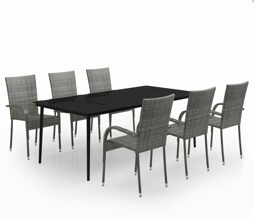 Σετ Τραπεζαρίας Κήπου 7 Τεμαχίων Γκρι / Μαύρο 3099411