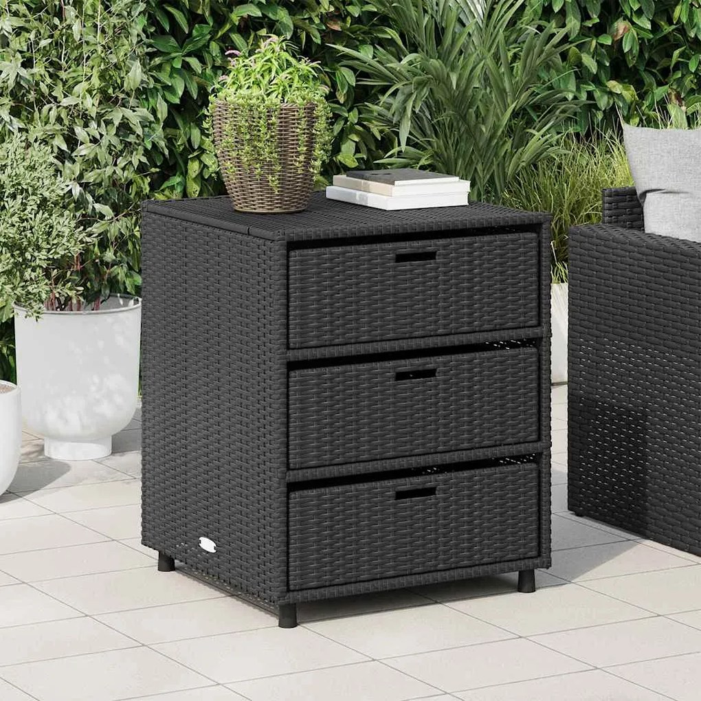 vidaXL Ντουλάπι Αποθήκευσης Κήπου Μαύρο 55x59x69 εκ. Συνθετικό Ρατάν
