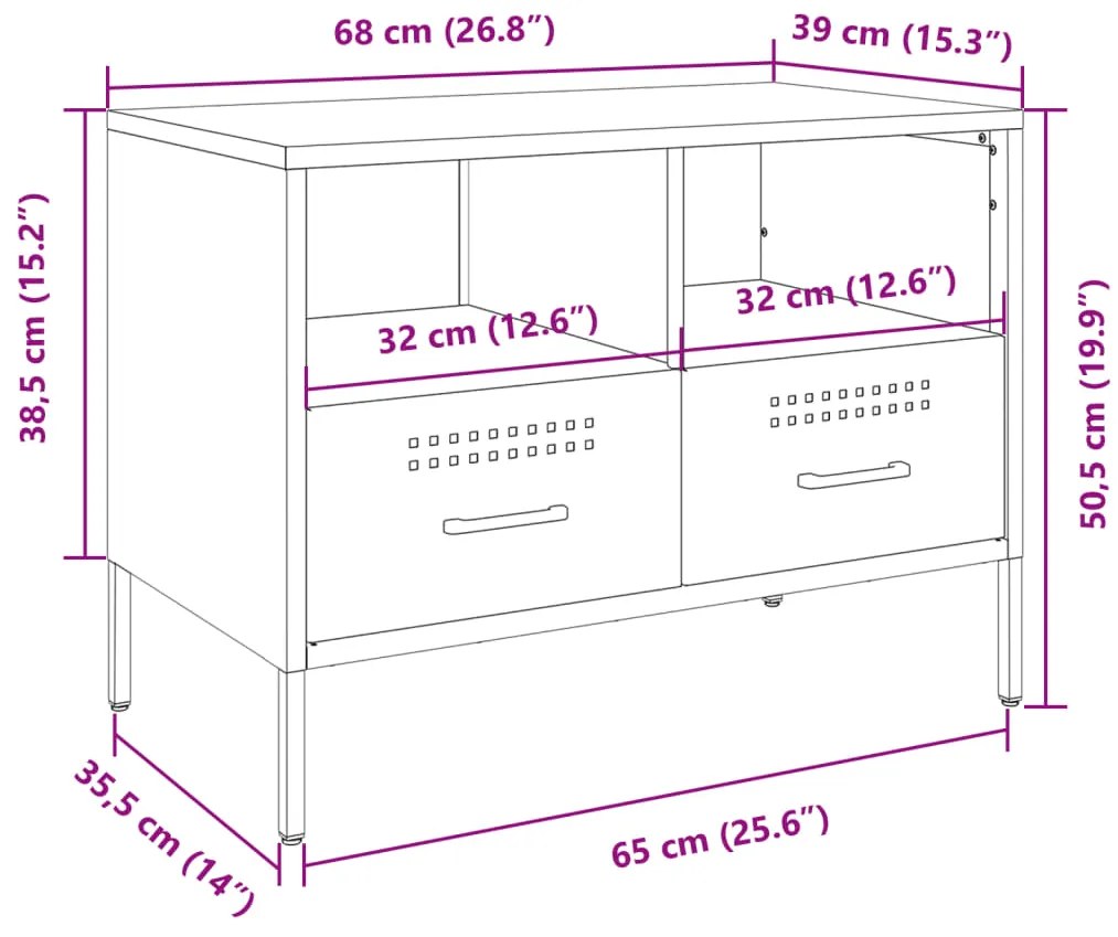 Έπιπλο Τηλεόρασης Ανθρακί 68x39x50,5 εκ. από Χάλυβα - Ανθρακί