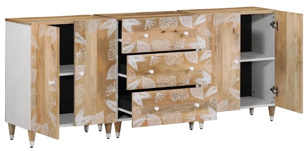 vidaXL Sideboards 3 τεμάχια 60x33,5x75 cm μασίφ ξύλο Mango