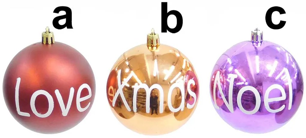 Χριστουγεννιάτικη Μπάλα με Γραμματοσειρά 8cm σε 3 σχέδια 237403 (c)