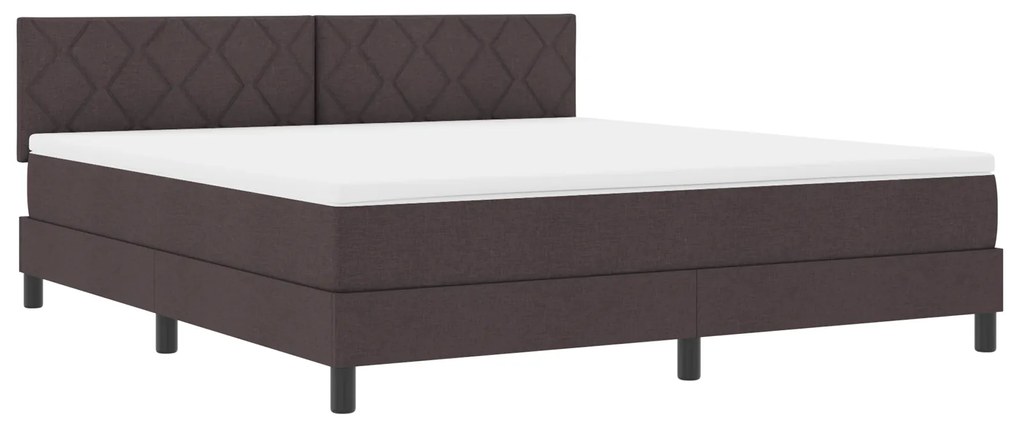 vidaXL Κρεβάτι Κουτιού με Στρώμα Σκούρο Καφέ 180x200 cm Ύφασμα