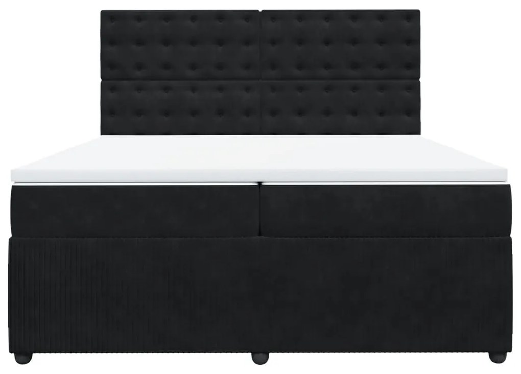 vidaXL Κρεβάτι Boxspring με Στρώμα Μαύρο 200x200 εκ. Βελούδινο