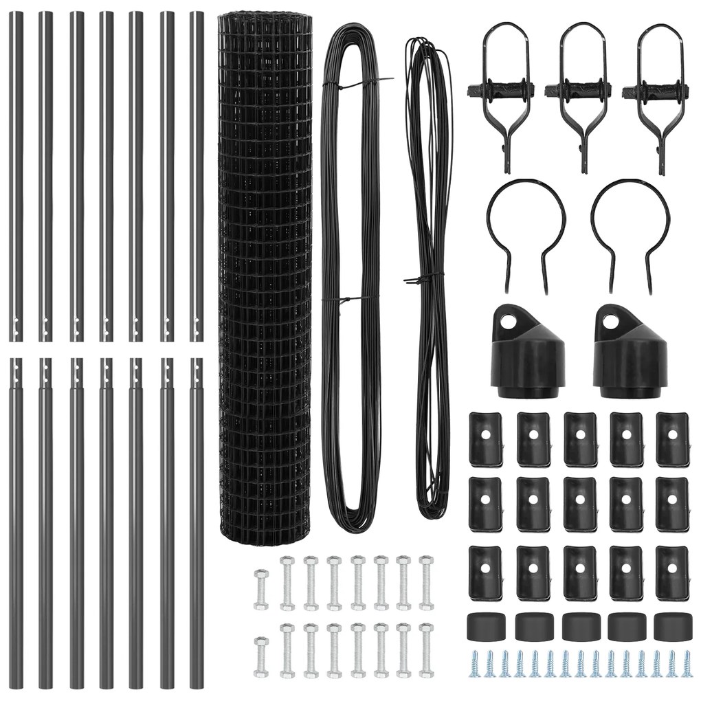 vidaXL Euro Fence με 7 Πόλους 1.6x10 μ Γαλβανισμένο Χάλυβα Γκρι