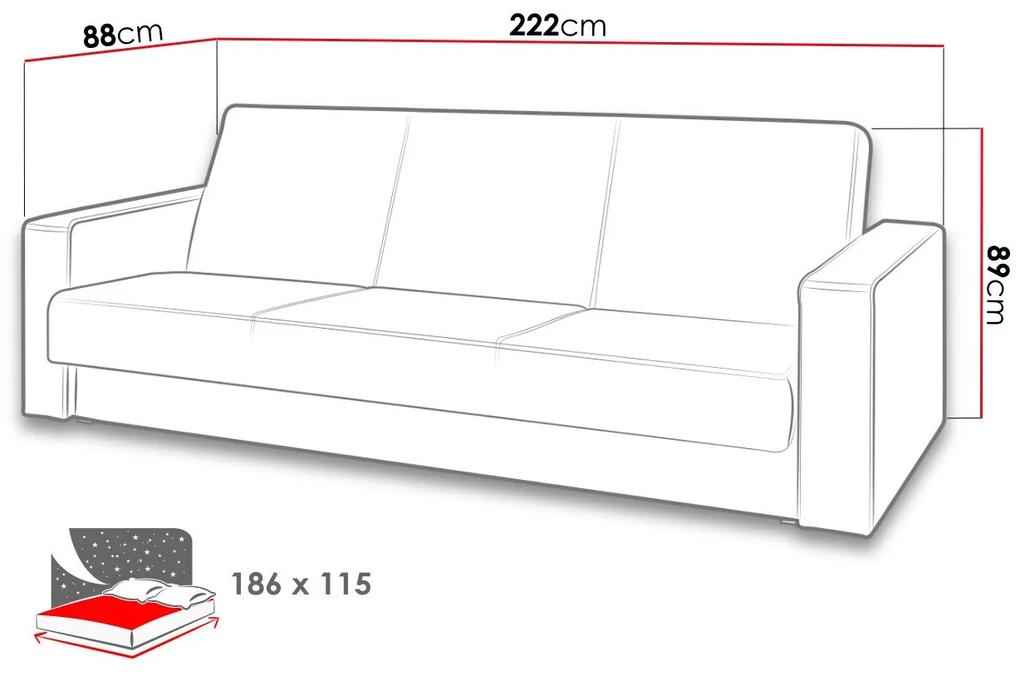 Καναπές κρεβάτι Providence 164, Αριθμός θέσεων: 3, Αποθηκευτικός χώρος, 89x220x88cm, 79 kg, Πόδια: Πλαστική ύλη | Epipla1.gr