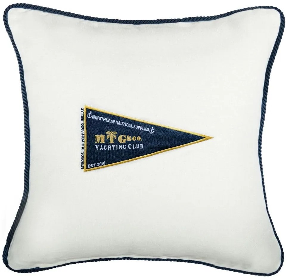 Μαξιλάρι Διακοσμητικό (Με Γέμιση) Mtg Yachting Club Lc40107 50X50Cm White-Blue Mindthegap 50Χ50 Feather