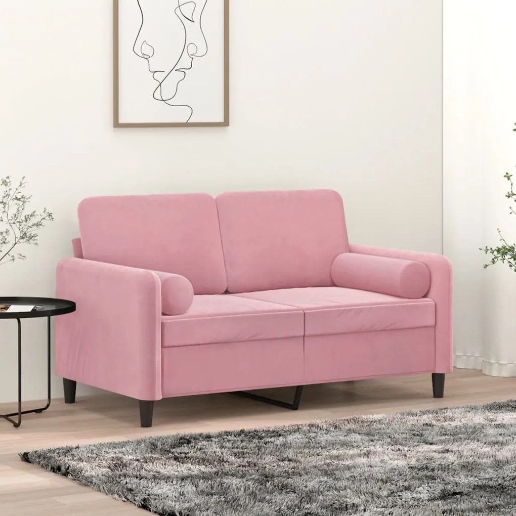 vidaXL Μαξιλάρια Διακοσμητικά 2 τεμ. Ροζ Ø15x50 εκ. Βελούδινα