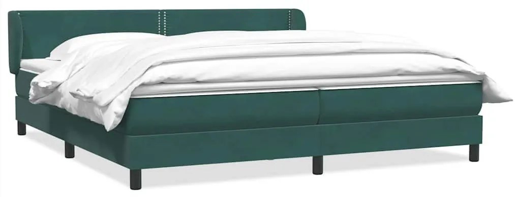 Box Spring Κρεβάτι με στρώματα Σκούρο πράσινο Βελούδινο - Πράσινο