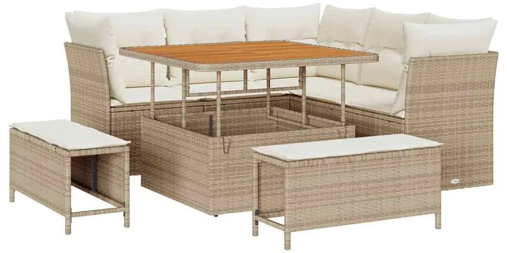 vidaXL Σετ Καναπέ Κήπου 8 pcs Μπεζ συνθετικό ρατάν