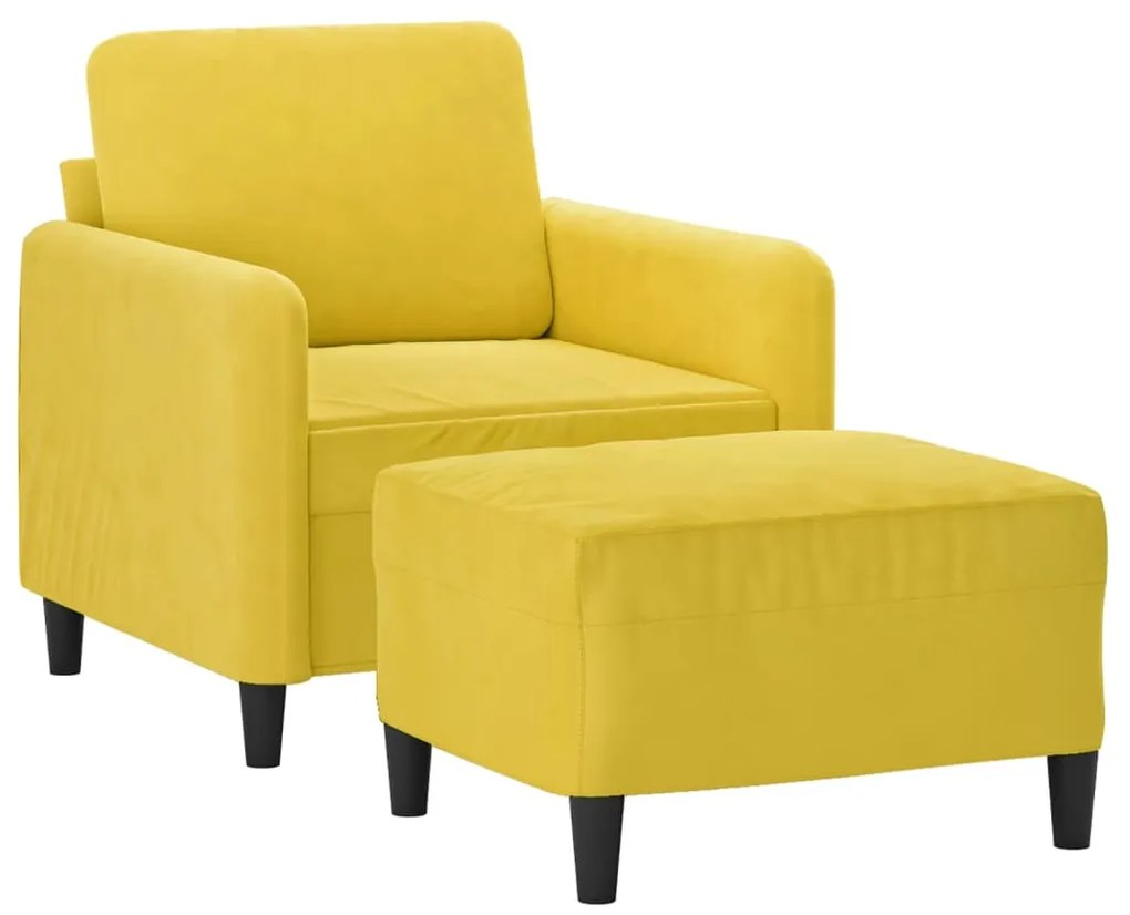 vidaXL Πολυθρόνα Κίτρινη 60 εκ. Βελούδινη με Υποπόδιο