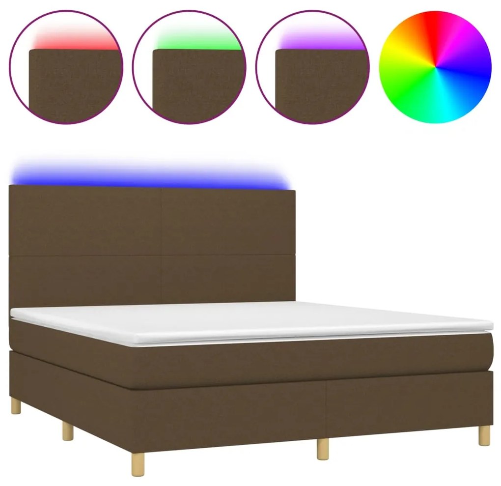 ΚΡΕΒΑΤΙ BOXSPRING ΜΕ ΣΤΡΩΜΑ &amp; LED ΣΚ.ΚΑΦΕ 180X200ΕΚ. ΥΦΑΣΜΑΤΙΝΟ 3135296