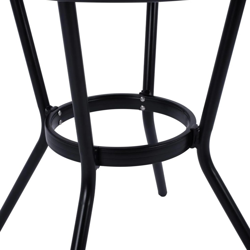 Τραπέζι MOSES Αλουμινίου Bamboo look Μαύρο με Γυαλί Φ70x76Υ εκ. 70x70x76 εκ.
