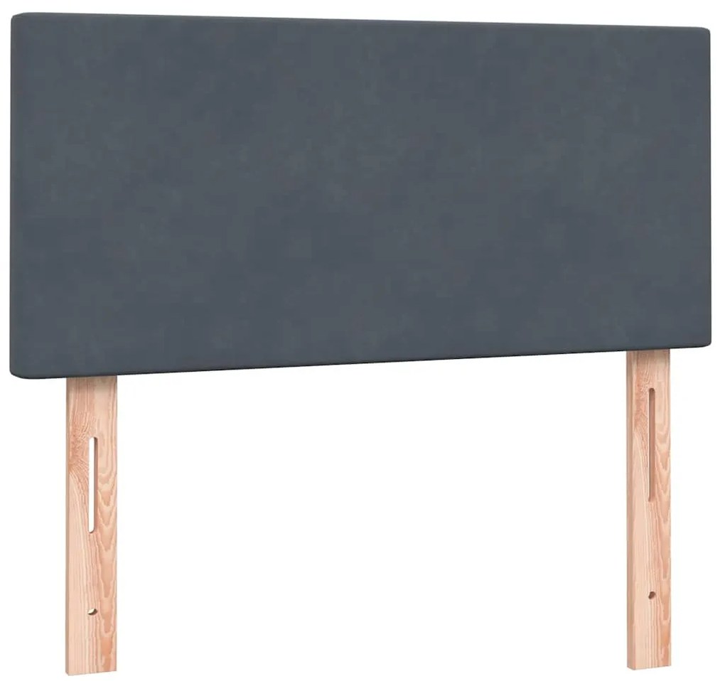 vidaXL Κρεβάτι Boxspring με Στρώμα & LED Σκούρο Γκρι 100x210 εκ. Βελούδινο