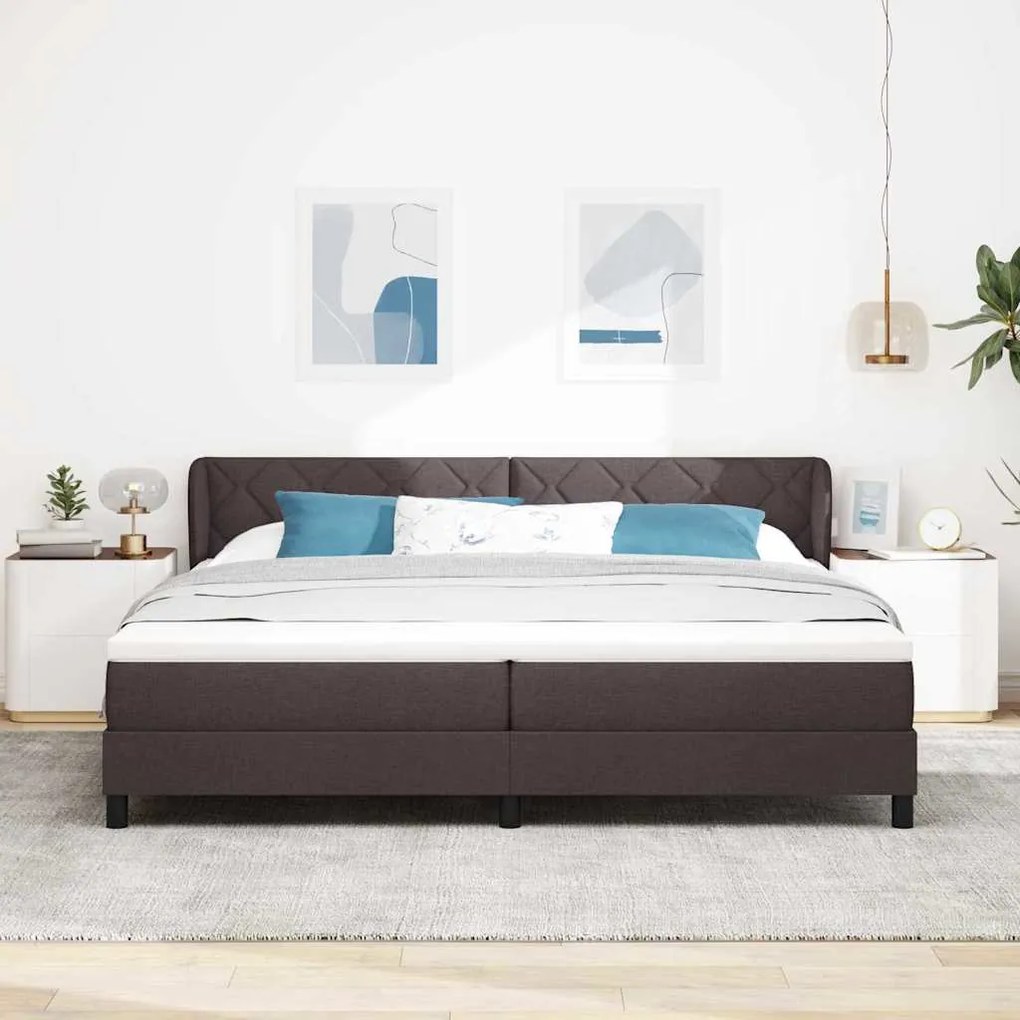 vidaXL Κρεβάτι box spring με στρώμα με στρώμα Σκούρο καφέ Σκούρο καφέ