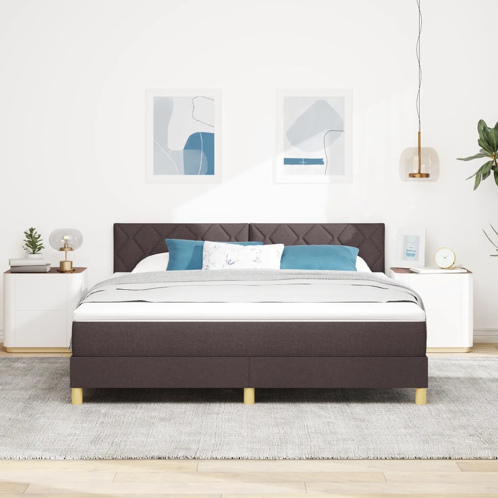 vidaXL Κρεβάτι Βαφής με Στρώμα Σκούρο Καφέ 180x200 εκ. Ύφασμα
