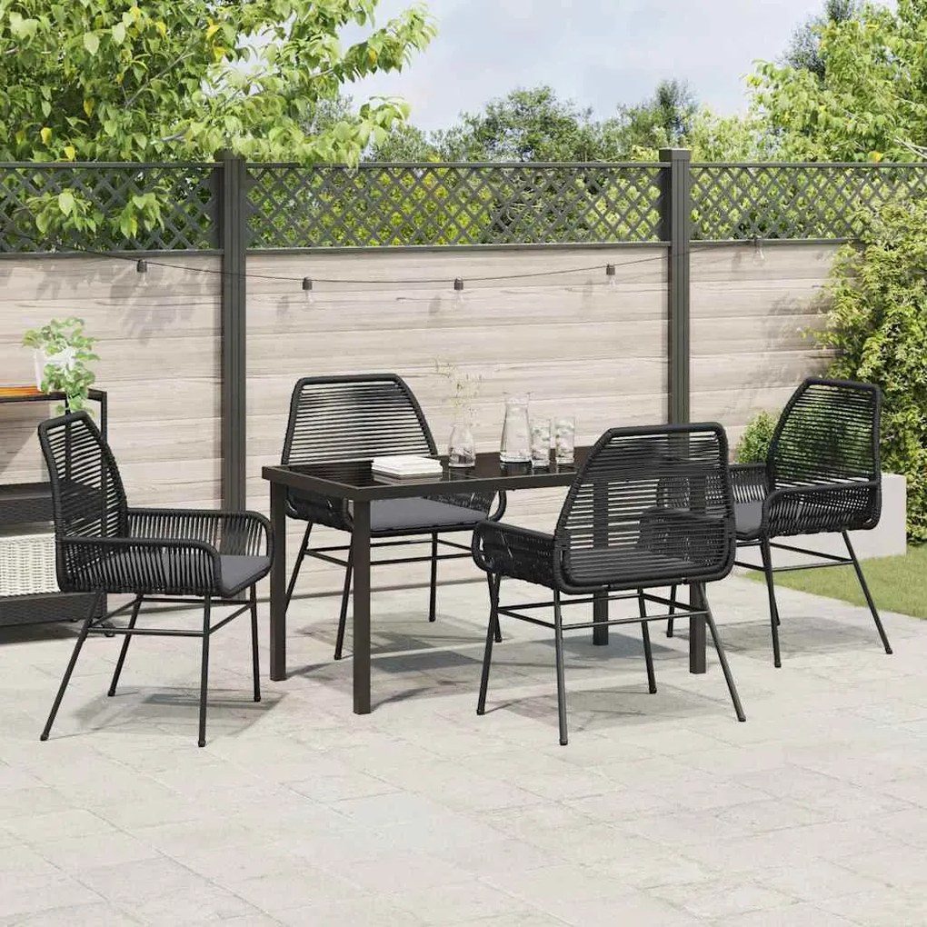 vidaXL Σέτ φαγητού για κήπο 5 pcs Μαύρο συνθετικό ρατάν